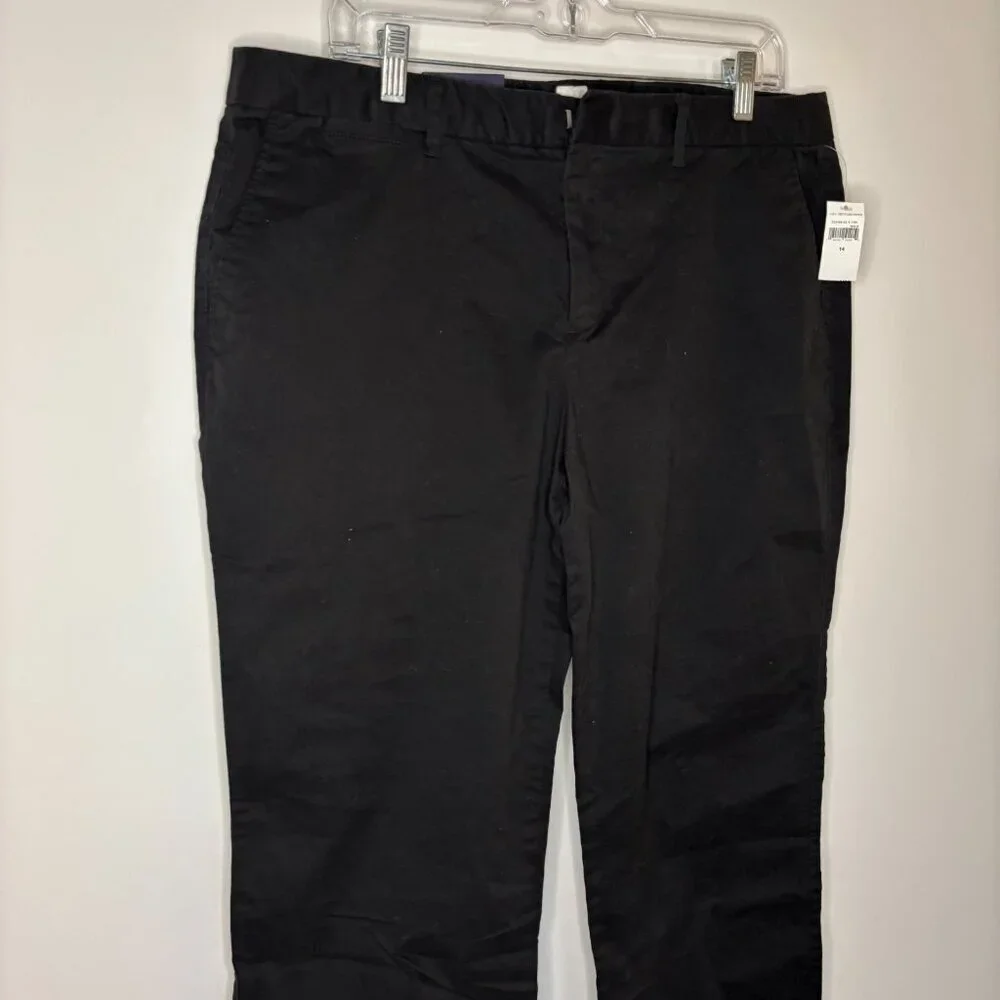 GAP NEW Slim City Crop Womens 14 Black Cotton Spandex Flat Front Casual